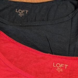 LOFT Dark Blue and Bright Red Tops 2 For $12